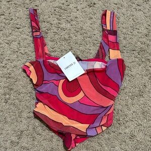 Forever 21 Red and Purple Swirl Top